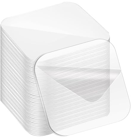 LANAFAY 50Pcs Transparent Sticky Pads Heavy Duty, Clear Double Sided Adhesive Pads, 6x6cm Traceless Adhesive Mounting Tape, Washable Sticky Patch Walls Hanging Nano Gel for DIY Craft Home Office