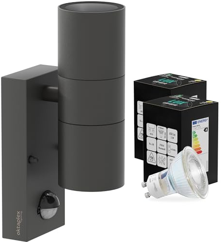 Oktaplex Chile Edelstahl Außenlampe mit Bewegungsmelder IP44 anthrazit 230V