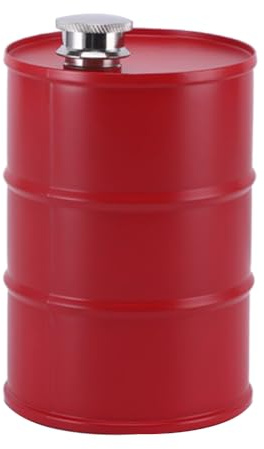 Qusedwey 750 Ml Fass Weintopf Edelstahl Mini-Flachmann Tragbar für Reisen für Outdoor-Camping Rot