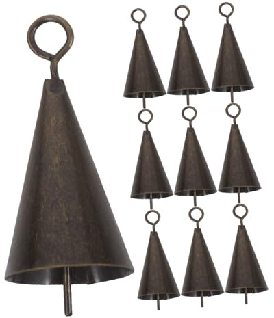 Gatuida Campanellini Vintage in Ferro Finitura Anticato, Ornamenti a Forma di Campana per L'albero di Natale, Campane di Natale per Decorazioni Natalizie Rustiche, Set da 10 Pezzi