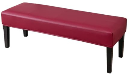 EBETA Bankbezug Hockerbezug, PU-Leder Bank-Auflage Wasserdicht Esszimmerbankbezug Stretch Hussen für Ottomane Sitzauflagen (Weinrot)