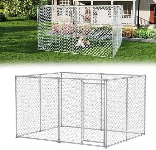 Aufun Outdoor Hundezwinger 250x200x150cm, Zwinger Hundekäfig aus Verzinkter Stahl Hundehaus Tierlaufstall Freilaufgehege Verschließbares Riegelsystem für Hunde, Hundeauslauf Draußen