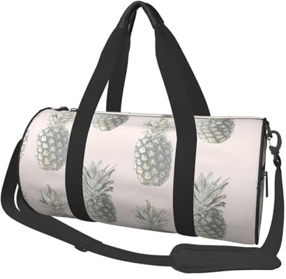 Runde Seesack aus Segeltuch mit schönem Ananas-Druck, wasserdicht und reißfest. Faltbare Wochenend-Reisetasche