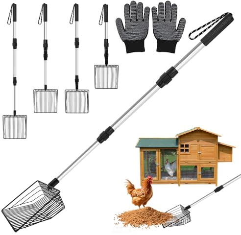 Siebschaufel Kotschaufel Hühnerkotschaufel Hühnerstall Zubehör 3 in 1 Pooper Scooper Katzenklo Schaufel Einstellbare Hühnerschaufel für Hühnerstall Trennung von KOT und Schutt von Sand