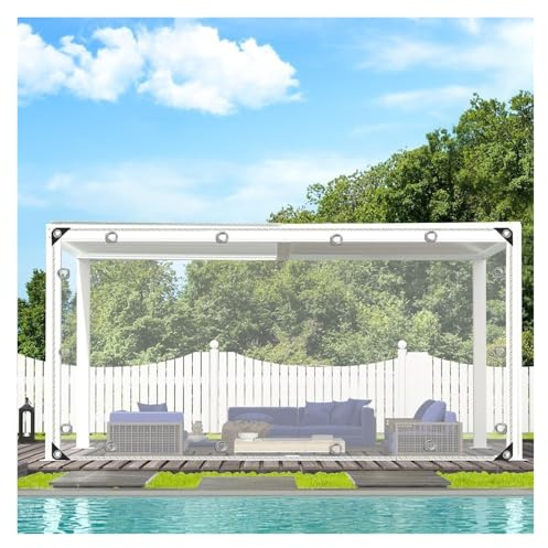 QSTGX Telone Trasparente con Occhielli Tende in Vinile Trasparente Tende Laterali per mobili da Giardino, Piante, Serre e Animali.(9.84x26.24ft/3x8m)