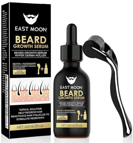 60ml Olio per Barba,Rullo da barba,Kit Barba per Uomo,Regalo Cura della barba uomo 2 in 1 Set,barba e styling,Set uomo Rinfrescante,Ottimale per la Cura della barba Regalo