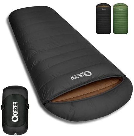 QEZER XL Sleeping Bag-600 Fill Power Down Sleeping Bag for Adults, Ultralight Ideal for Backpacking, Camping, Hiking