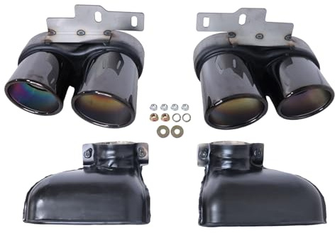 Callume Endrohr Auspuffblenden Schwarz Edelstahl Hinten Links Rechts Kompatibel Mit Audi A6 C8 A7 C8 S-Line 2018-2025