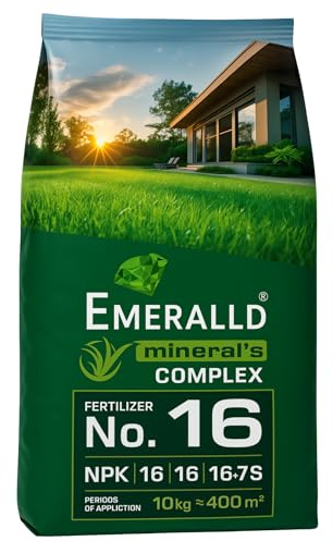 Emeralld Minerals Nr. 16 – Universeller Mineraldünger NPK 16-16-16 +7S – Premium Rasendünger und Pflanzendünger für Garten, Rasenpflege und Regeneration – 10 kg Beutel für bis zu 400 m²