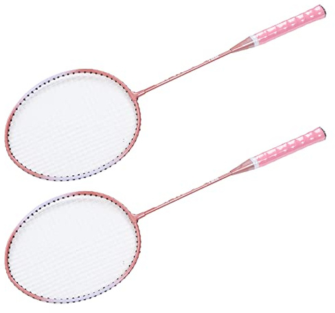 Aumotop Rosa Badmintonschläger für Anfänger, Separater Rahmen aus Eisenlegierung, Rutschfester Griff für das Schülertraining