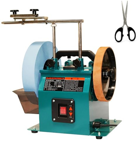 Electric Wet Stone Sharpener, Water Cooled Grinding Machine with 220-grit Grinding Wheel, Adjustable Water Flow Cooling Design, for Knives Chisels and Planer Blades