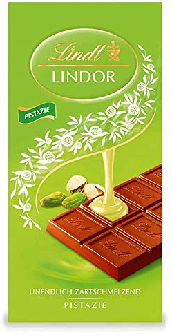 Lindt Schokolade LINDOR Pistazie | 10 x 100 g Tafel | Feinste Vollmilch-Schokolade mit einer unendlich zartschmelzenden Füllung mit Pistaziengeschmack | Schokoladentafel | Schokoladengeschenk