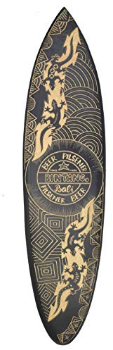 Interlifestyle Deko Surfboard Bintang aus Holz 100cm mit Bier Pilsener Motiv Deko Surfbrett