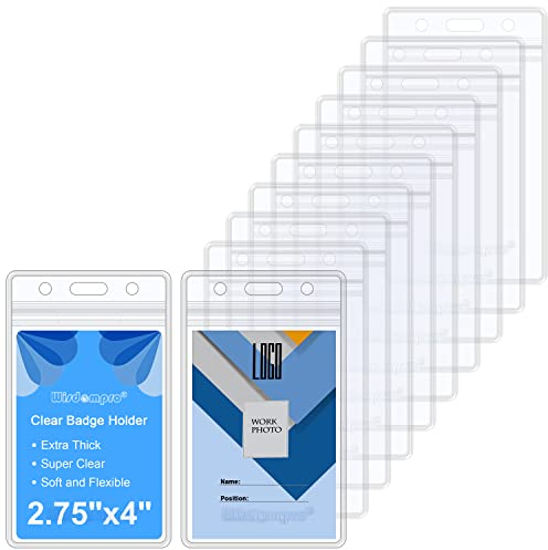 Wisdompro Ausweishülle Plastik 10 Stück, Doppelseitiger Kartenhüllen Transparent, Kartenhalter Ausweis für Krankenschwester, Mitarbeiter, Schüler