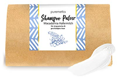 puremetics Zero Waste Shampoo Pulver Macadamia Hafermilch (50g = 200ml) für strapaziertes und geschädigtes Haar | vegan & plastikfrei
