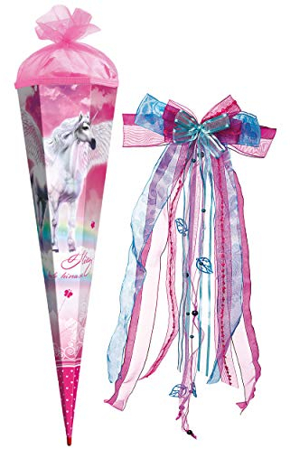 alles-meine.de GmbH komplette Füllung - Circa 200 Teile - für Schultüte - Einhorn - Pferd Pegasus - eckig - für ALLE Zuckertüte - mit Holzspitz..