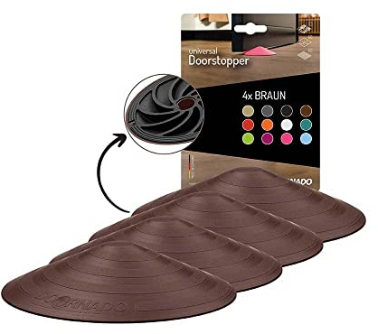 Doornado Starker Gummi Türstopper - Türhalter ohne Bohren - Für alle Arten von Türen und Böden - 118x25mm – Designpreis - Braun