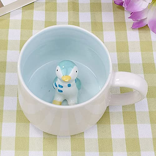 Taza de café de animales en 3D, taza de té de la leche de dibujos animados divertidos de 350 ml, regalos de cumpleaños de Navidad para amigos, niños, niñas, esposa, abuela, tía (Pingüino)