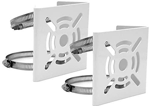 WiTi Universal Vertical Pole Mount for Security Camera, Solid Metal Mounting Corner Bracket with 2 Loop Pipe Clamps, Suitable for CCTV Cameras(2pack small size)