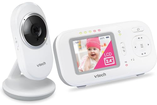 VTech Monitor para bebés VM320, Pantalla de 2,4 Pulgadas con cámara Fija, visión Nocturna, Sonidos relajantes, comunicación bidireccional, transmisión Segura, transmisión Segura sin WiFi