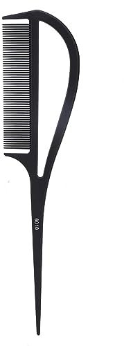 Pettine a Coda, Pettine per Balayage a Denti Fini Resistente Al Calore, Pettine per Capelli Ricci Da Intrecciare Pettine Capelli Con Manico Curvo per Lo Styling (Nero)