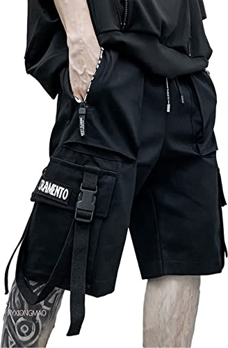 XYXIONGMAO Techwear Shorts Mens Cargo Cyberpunk Hip Hop Gothic Japanese Streetwear Men Tech Wear Tactical Goth Pants