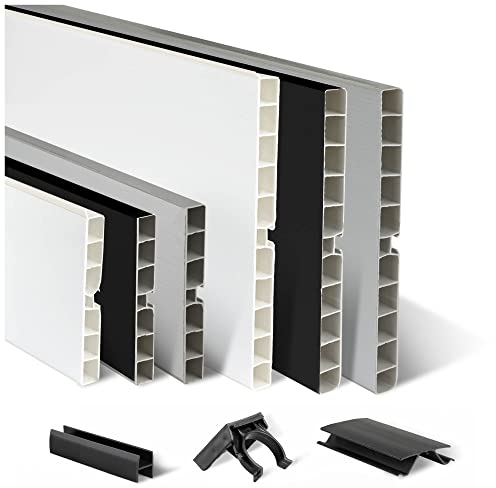 TJ Sockelleiste Küche Aluminium-Optik I 150 x 13 mm Länge 1,5 m I Küchen-Sockelblende aus PVC I pflegeleichter & langlebiger Küchensockel mit Dichtlippe I Abschlussleiste für Küchenschränke
