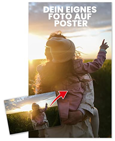 WallArena Personalisiertes Fotoposter 100x70 cm | Hochformat, Einfach personalisierbar, wählen Sie Ihre gewünschte Größe und laden Sie Ihr Foto hoch, Hochwertiger