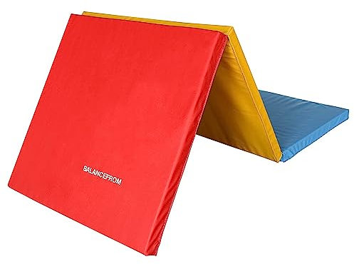 Fitvids 2ft x 6ft Three Fold Folding Exercise Mat with Carrying Handles for MMA, Gymnastics and Home Gym Protective Flooring, 1.5-Inch Thick, Multiple Colors