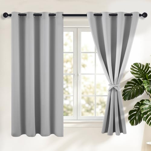 Hiasan Verdunklungsvorhänge Gardinen, 175 x 140 cm (H x B), Silver Grau | Blickdicht Vorhänge mit Ösen, Thermovorhang Ösenschal, weiche Schiebevorhänge, für Schlafzimmer und Wohnzimmer, 2er Set