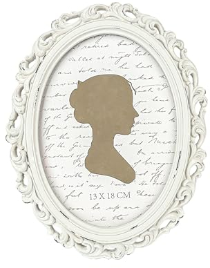 Sunlit Vintage-Bilderrahmen, 12,7 x 17,8 cm, oval, antiker Bilderrahmen mit Glasfront, Luxus-Foto-Display, Tisch-Wandbehang, Geschenkideen, Weiß