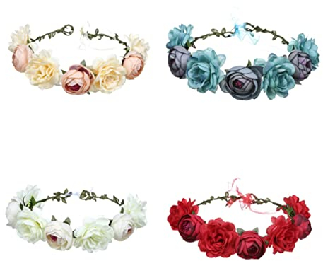 Mikinona 4stücke Teiliges Set Kreativer Rosafarbener Blumenkränze Für Hochzeiten Haarschmuck-accessoire Für Bräute Und Brautjungfern Für Fotografie Und Partys