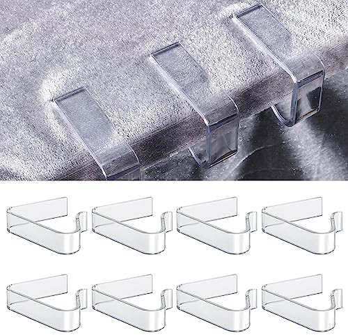 LUTER 8St Tischdeckenklammern Kunststoff, Tischdecke Clips Transparent Tischdecken Halterung für 1,7-3,5cm Dicke Tabelle Weihnachten Zuhause Hochzeitsfeier Innen- Außentische Camping