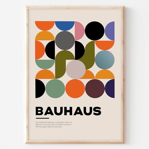 Bauhaus Leinwand-Kunst - Mitte des Jahrhunderts Moderne Drucke, Abstrakte Boho-Kunstdrucke, Geometrisch, Minimalistisch, Wandkunst, Ausstellungsposter