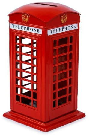 London Telephone Box Money Box – Red British Phone Booth Piggy Bank Small