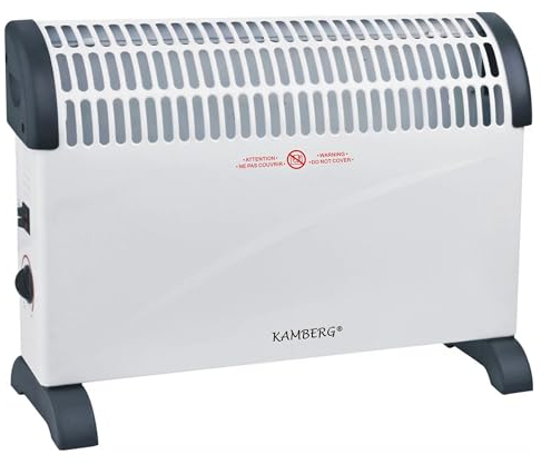 Kamberg - Termoconvettore - Riscaldamento - Radiatore elettrico - 3 livelli di potenza con termostato - Riscaldamento silenzioso, rapido a basso consumo - 2000 W - Bianco