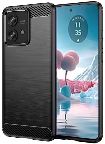 Folmecket Funda para Moto Edge 40 Neo TPU 6.55 Negro | Funda para Moto Edge 40 Neo,Fibra Carbono Resistente arañazos,absorción Golpes,Funda Protectora de Goma Suave TPU