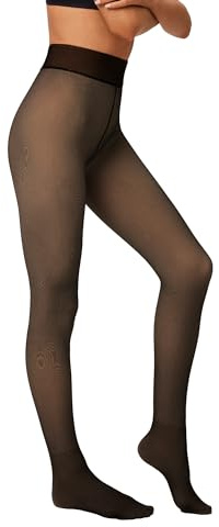 YSABEL MORA Panty Térmico Efecto Velado 190 DEN para Mujer. Medias Térmicas y Cálidas Negras Semitransparentes. Pantis Afelpados con Forro Polar de Chica. Malla Térmica Efecto Media. Color Negro.