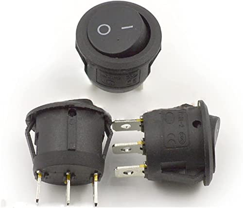 Interrupteur à bascule 10 pièces-30 pièces interrupteur de bateau rond 3 pieds deux interrupteur d'alimentation interrupteur à bascule unipolaire KCD1-201/3P diamètre 23MM ouverture 20mm 6A 250V (Col