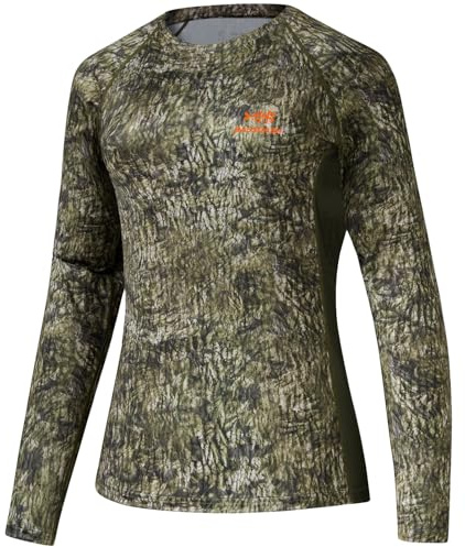 BASSDASH Women’s Camo Hunting Shirt Long Sleeve UPF 50+ Sun Protection Performance Tee Fishing Hiking