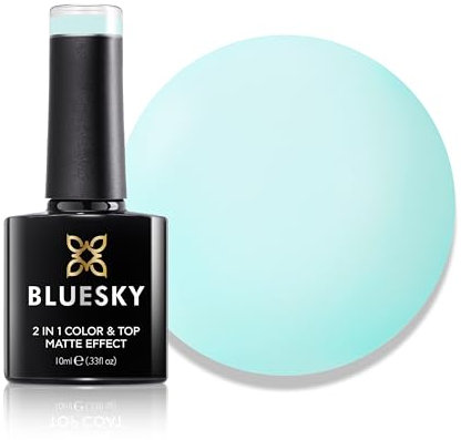 Bluesky 2 in 1 Matte Colour & Top Gel Nail Polish 10ml, Frosted Mint - LPT06, Matte Pastel Finish, No Top Coat Needed, Mint Green Gel Nail Polish, Requires Curing Under LED UV Nail Lamp