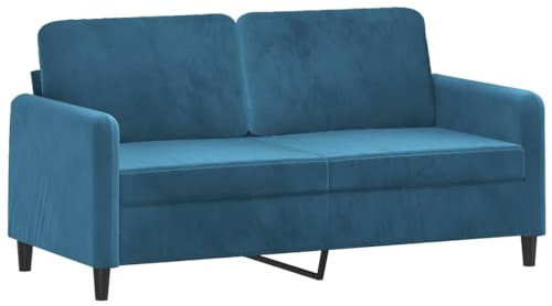vidaXL Sofa 2-Sitzer, Loungesofa Couch mit Armlehnen Rückenkissen, Wohnzimmersofa Designsofa mit Metallgestell, Sitzmöbel Zweisitzer, Blau Samt
