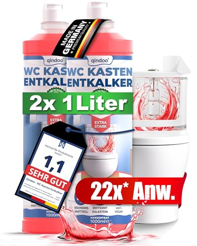 Qindoo Spülkasten WC Entkalker 2 Ltr. Toilettenspülkasten Aufputz oder Unterputz entkalken, Kalk-Krusten Entferner an der Spülmechanik im WC Kasten, Spülkastenreiniger