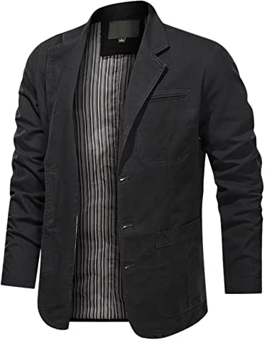 Giacca da uomo alla moda semplice mimetica con taschino, cardigan con bottone, giacca da uomo M, Nero , XL