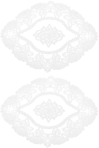 sourcing map 2 manteles individuales de encaje retro, tapetes de ganchillo francés, ovalados, bordados, huecos, para mesa de comedor, cocina, fiesta, 11 x 9 pulgadas, color blanco