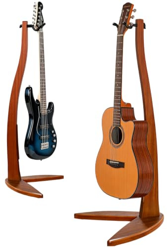 MUSO Acoustic Guitar Stand Wooden Floor Standing Unique Electric Guitar Stand Hanging Banjo Mandolin (Bamboo)