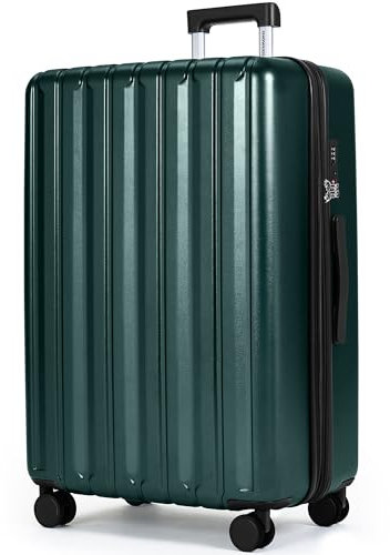SHOWKOO Koffer Groß 75cm Hartschale Leicht Reisekoffer Polycarbonat Erweiterbar Haltbar Trolley Handgepäck mit TSA Schloss und 4 Rollen XL -Dunkel Grün