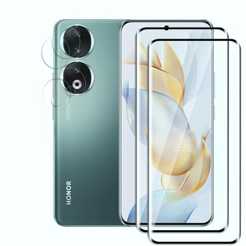 QZJinch 2+2 Pezzi Pellicola Vetro Temperato per Honor 90,2 Pezzi Pellicola Protettiva e 2 Pezzi Pellicola Fotocamera,3D Copertura Totale,Ultra HD,Senza Bolle,Anti-Graffio,Durezza 9H