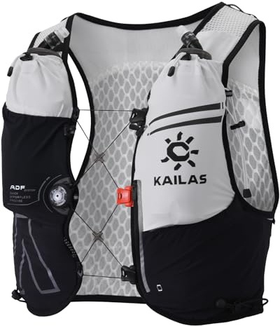 KAILAS FUGA AIR 8 Trinkweste, leicht, mit zwei TPU-Wasserblasen, für Damen und Herren, Trail-Radfahren, Wandern, Schwarz und Weiß, Größe 2XL