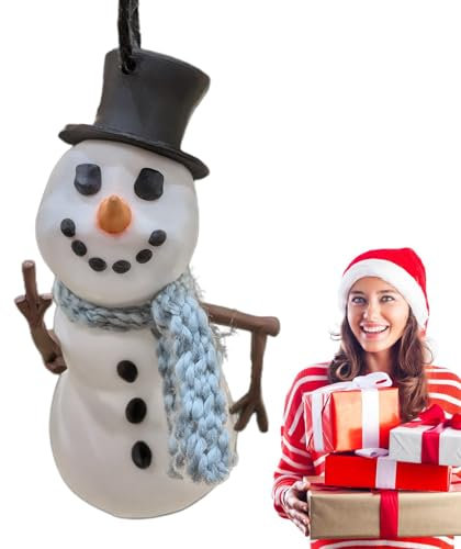 Decorazione 'albero con figure del pupazzo di neve,Ciondolo 'albero con figure del pupazzo di neve, statuetta decorativa in resina del pupazzo di neve di Natale, decorazioni in miniatura,